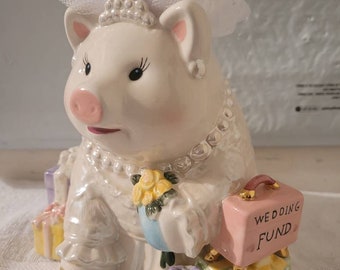 Bride  Pig in Veil  Mud Pie Wedding Day Fund Piggy Bank t11