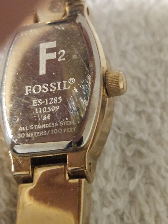 RARE Ladies Fossil F2 ES1283 Gold Tone Crystal Accent Quartz  display picture 2