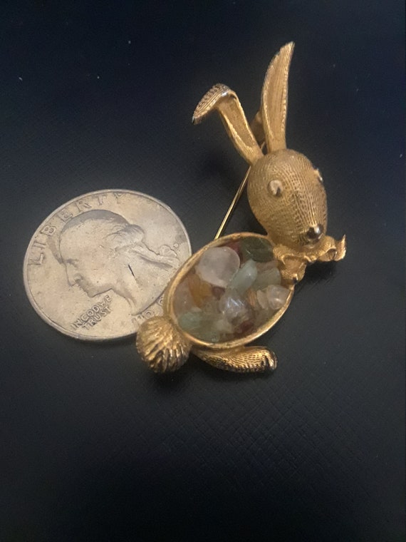 Vintage Kramer rabbit easter multi stone pin broo… - image 3