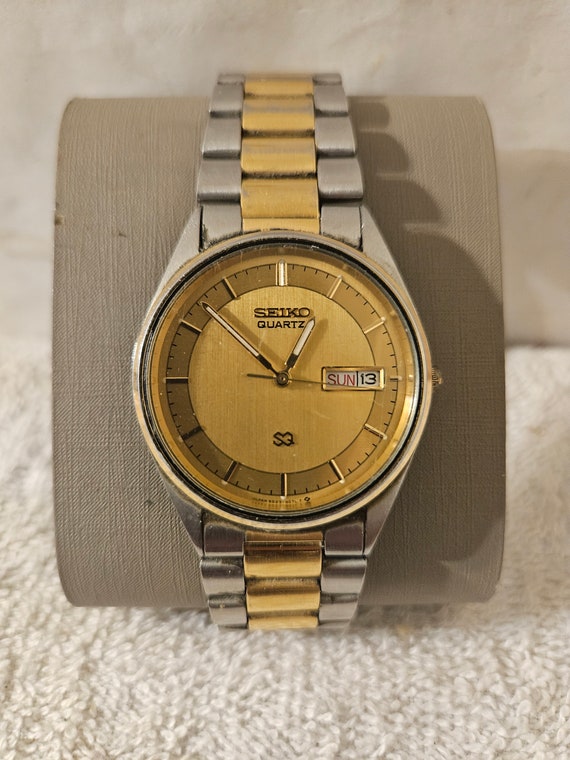 Vintage Seiko Stainless Steel & Gold Plated Quart… - image 1