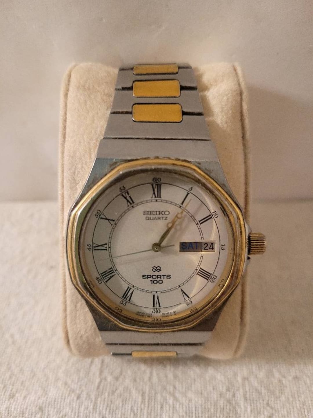 Vtg Seiko Quartz Sports 100 Silver and Gold Tone Day - Etsy