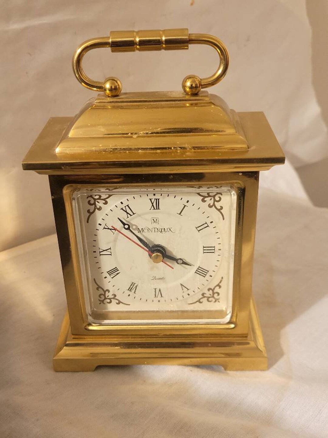 Vintage Montreux Quartz Brass Desk Mantle Carriage Style Model 032100