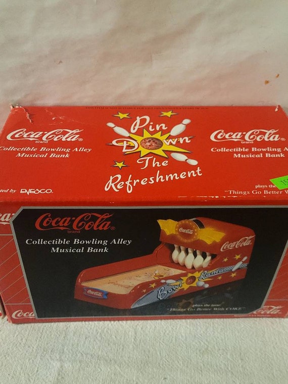 VINTAGE Coca Cola Bowling Alley Musical Bank in Box T1 - Etsy