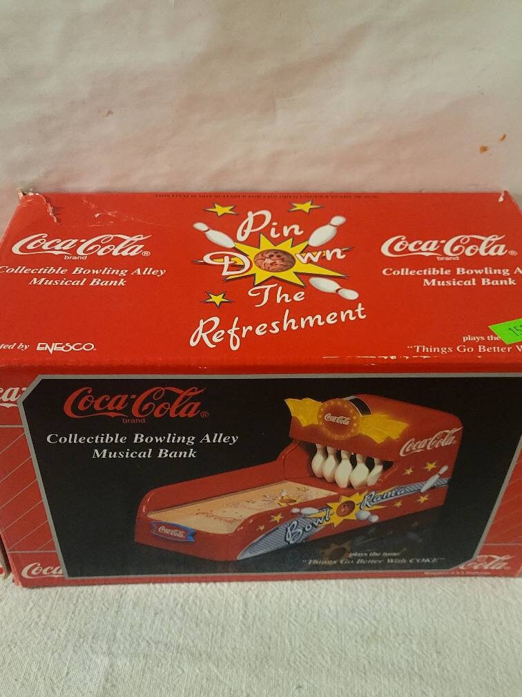 VINTAGE Coca Cola Bowling Alley Musical Bank in Box T1 - Etsy