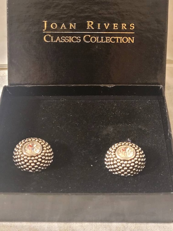 Vintage Joan Rivers Rhinestone Clip On Earrings de