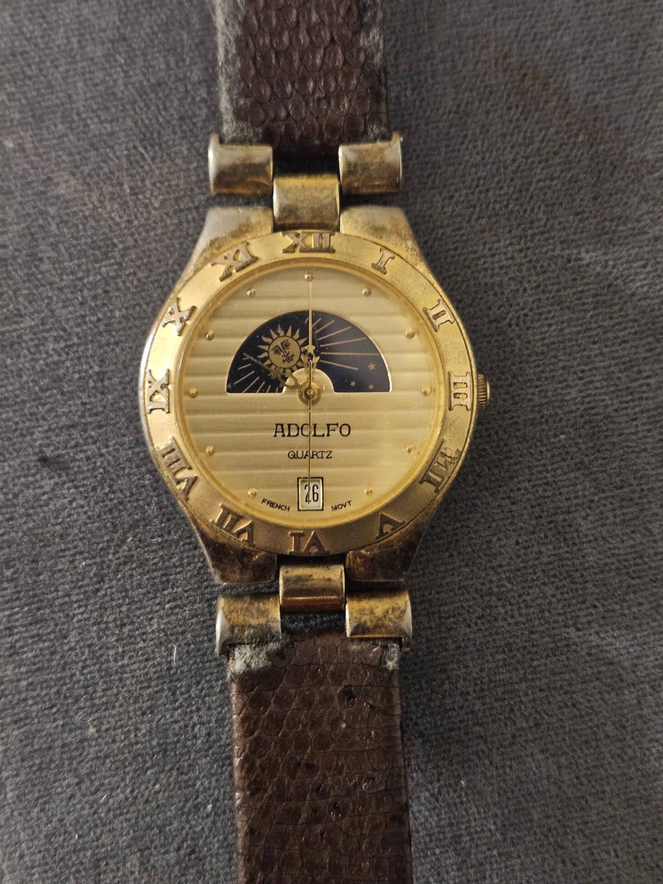 Adolfo Gemstone Quartz Ladies Moonphase Calendar Date Watch Adolfo Watch - Etsy main image 3