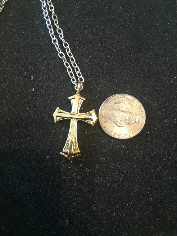 Vintage napier gold tone cross Pendant necklace p… - image 3