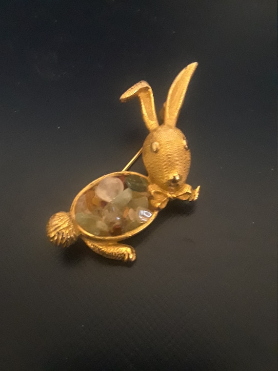 Vintage Kramer rabbit easter multi stone pin broo… - image 1