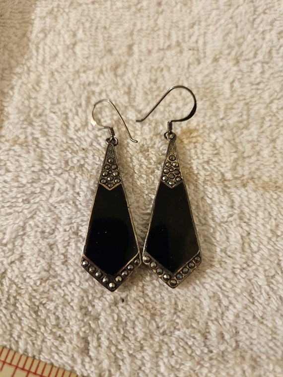 VintageSterling Silver Black Onyx and Marcasite St