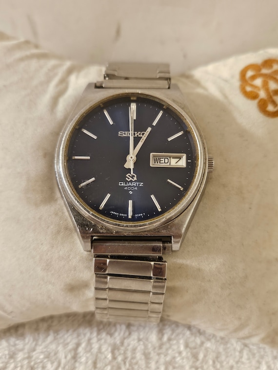 Seiko Sq 4004 Blue Dial Vintage 1970s Mens Watch … - image 1