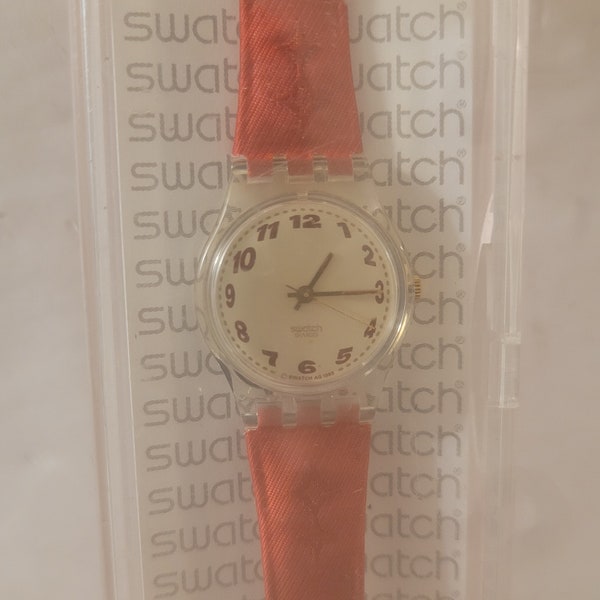 Swatch LK1500 Spherica Lady Watch 1994 Vintage red bamd