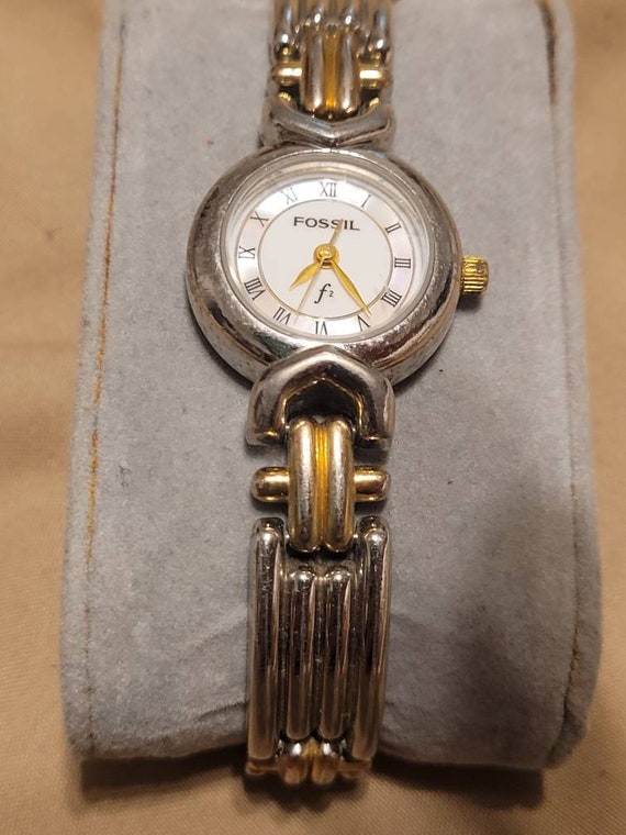 Vintage Deco Style Fossil ES-8681 Gold and Silver Tone  display picture 3