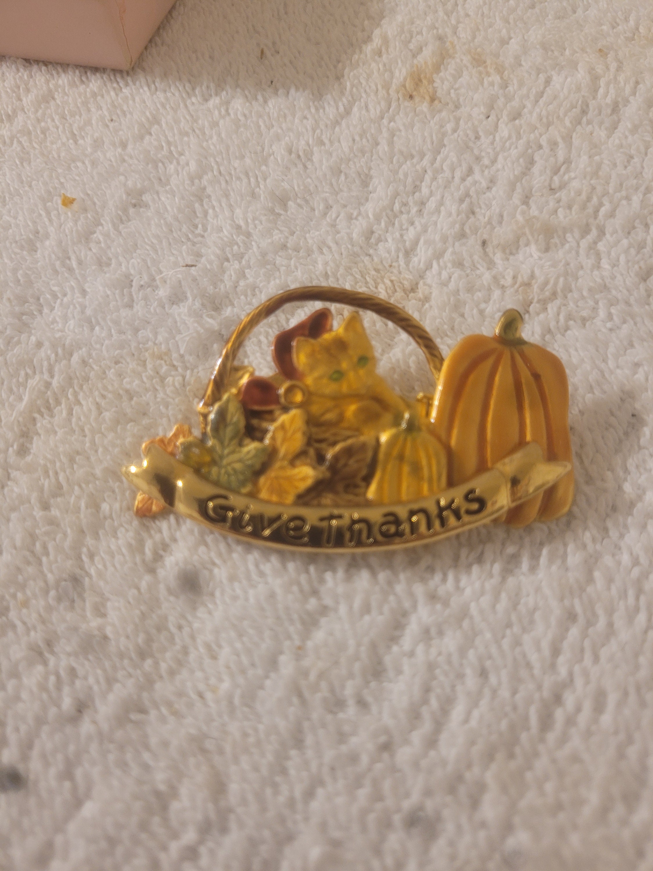Pumpkin Brooch/Pendant - Gold & Matt Silver Plated With Preciosa Crystals (30244) - View #7