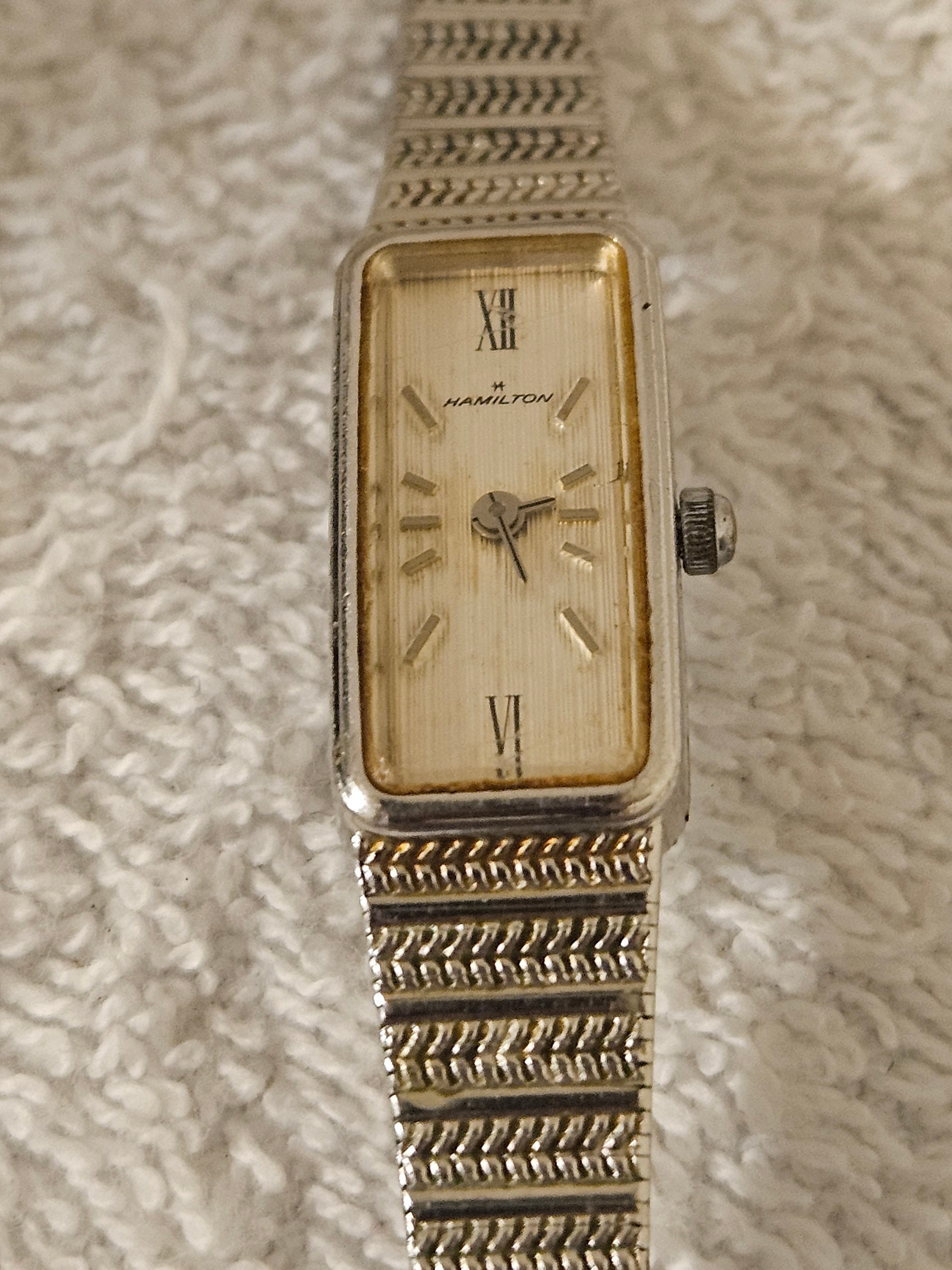 Vintage Hamilton Silvertone Women Wristwatch with Mesh Band Vintage Hamilton Quartz Silver Tone Mesh-band Silver-dial  main image 3