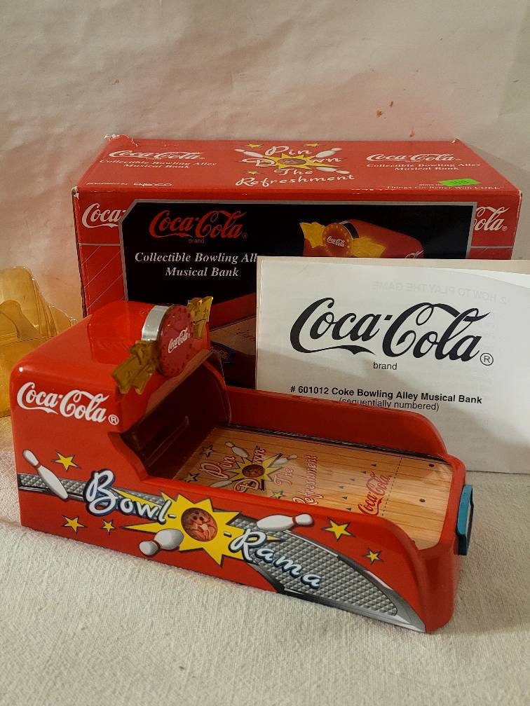 VINTAGE Coca Cola Bowling Alley Musical Bank in Box T1 - Etsy