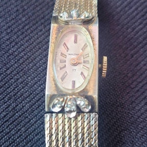 Waltham Vintage gold tone  Ladies Watch with diamond chips and 17 Jewel Movement