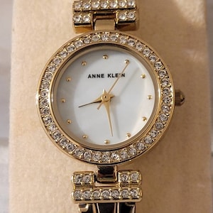 Anne Klein White Mop Dial Gold Metal Bracelet Women&#39;s Watch AK1868RP