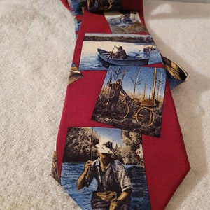 Vintage eddie bauer fishing fish men tie