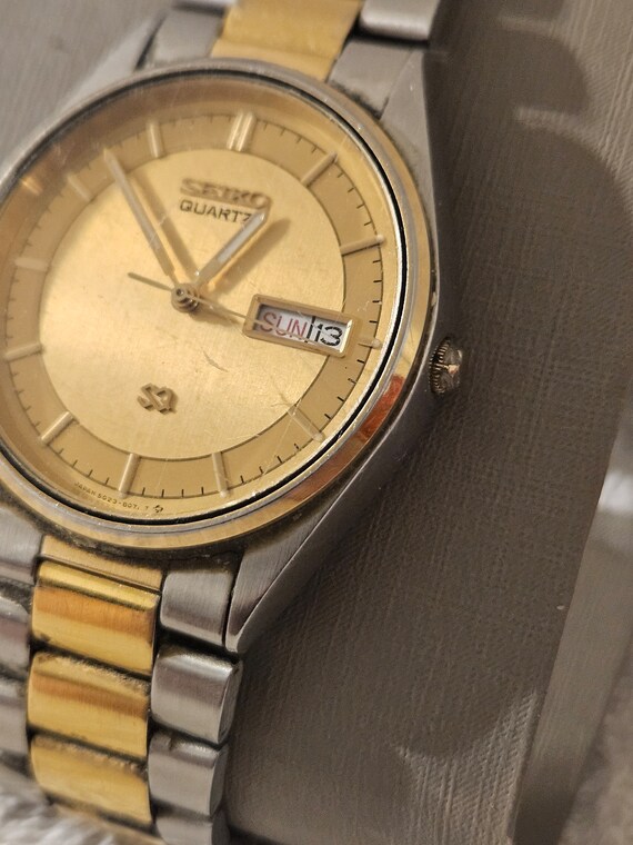 Vintage Seiko Stainless Steel & Gold Plated Quart… - image 2