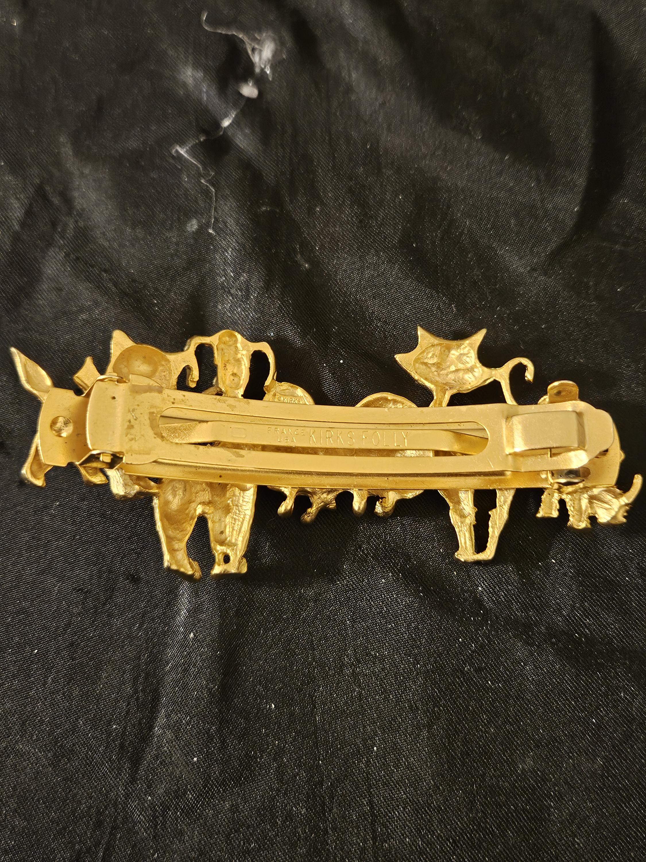 Rare Vintage Kirk’s Folly Whimsical Dog and Cat Gold Hair Clip with Box KIRKS FOLLY WHIMSICAL VINTAGE/RARE GOLD DOG & CAT HAIR  main image 3