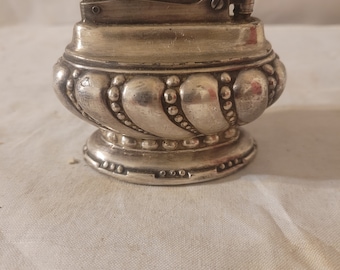 Antique Vintage 1950s Ronson Crown Silver Plated Table Lighter b1 