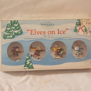 Dept 56 North Pole Series Elves on Ice #52298 Set of 4 t13