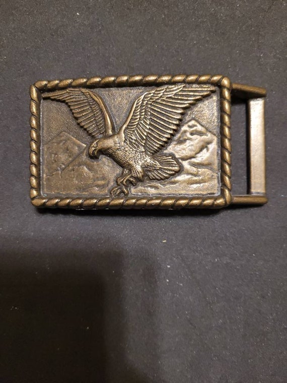 Vintage brass flying eagle mountain  belt buckle m