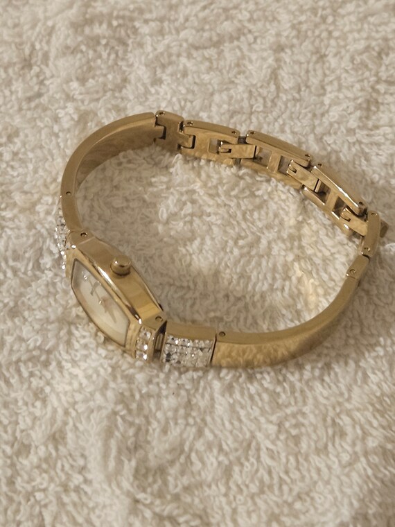 RARE Ladies Fossil F2 ES1283 Gold Tone Crystal Accent Quartz  display picture 1