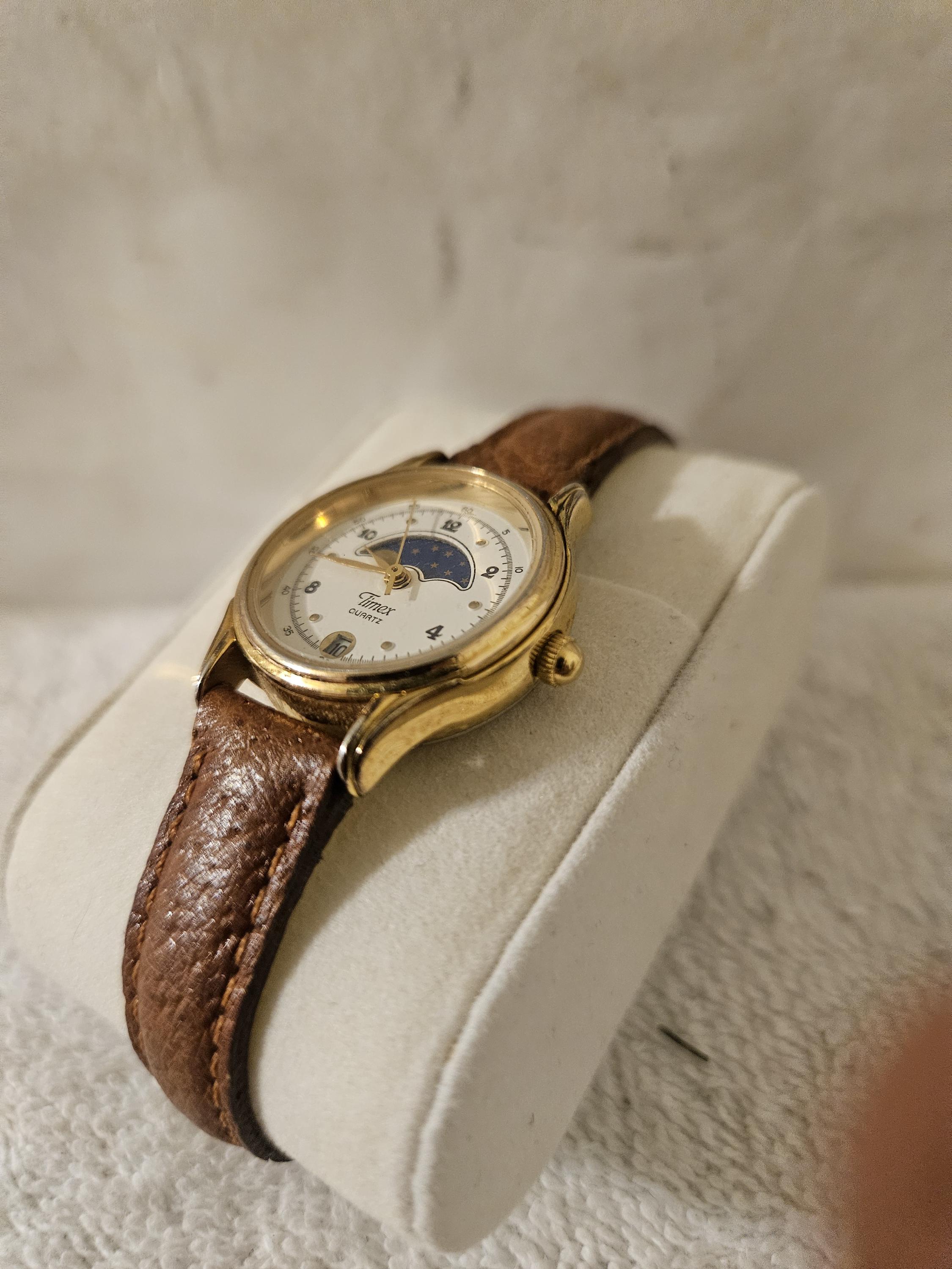 Women's Synthetic Leather Band Moon Phase Automatic Mechanical Watch