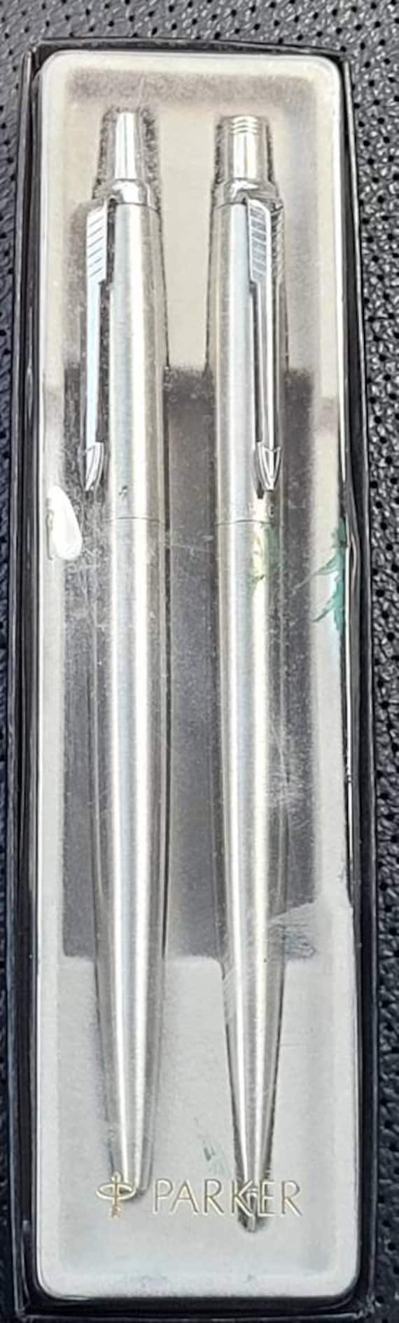 Vintage PARKER Jotter Stainless Steel Pen Pencil Set With Box B1