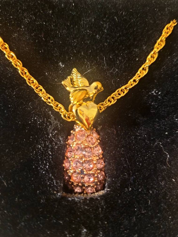 Joan Rivers Pink Crystal Egg Pendant Necklace & E… - image 2