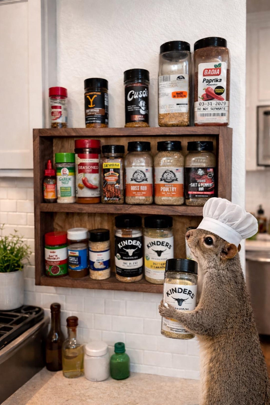 Rustic Wooden Spice Rack - Farmhouse Wall Shelf - Etsy