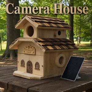 Squirrely's Chalet is an Extra Large Handmade Squirrel House With or Without Camera – Outdoor Nesting Box for Backyard Wildlife
