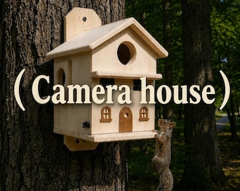 Extra Large Handmade Squirrel House With or Without Camera– Outdoor Nesting Box for Backyard Wildlife – Mounted Wooden Squirrel Shelter