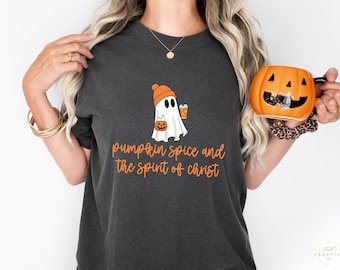 Pumpkin Spice Spirit Christ PNG, Christian Ghost Sublimation, Faith Halloween Digital Download
