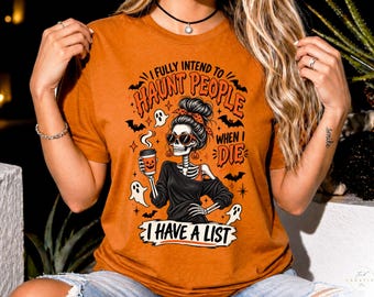 Funny Halloween PNG, Sarcastic Skeleton Shirt, Haunt People Quote, Spooky Coffee Sublimation Design