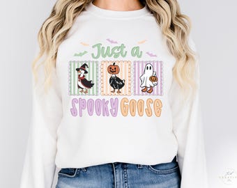Just A Spooky Goose PNG, Halloween Goose Sublimation Design, Ghost Duck Digital Download