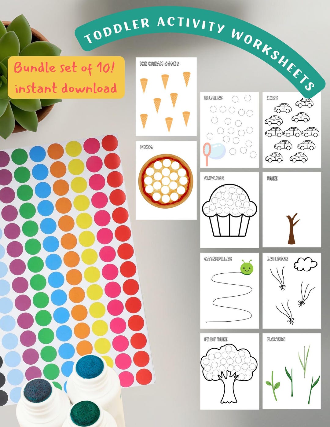 Bundle Dot Sticker or Marker Activity, Toddler Craft, Fine Motor Skills ...
