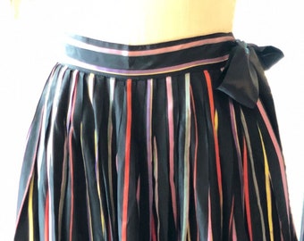 1950s Gale & Gale, Full Circle Skirt, 100% Silk Satin Stripe, Satin Sash