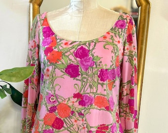 1960s Ken Scott, MOD Floral, Mid-Length, Shift Dress, Made in Italy expressly for Bloomingdales
