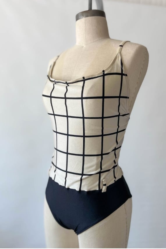 1980s Gottex Black & Cream Swimsuit (Fits M) Barbi