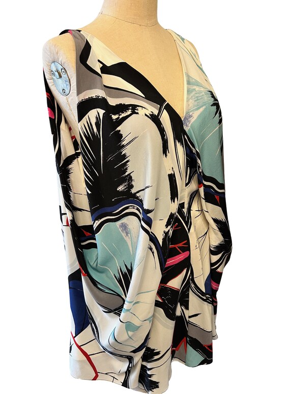 2000s Balenciaga Couture, Silk Ginkgo Print Tunic, Backless Mini Dress View 6