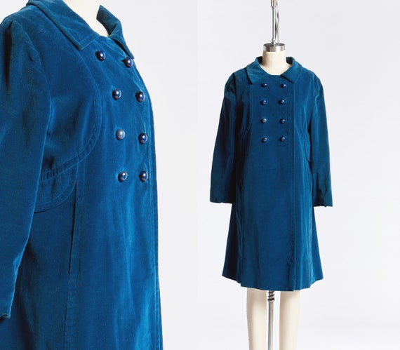 1960s Nan Duskin, Double Breasted, Swing Coat, Blu