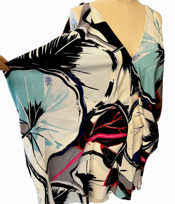 2000s Balenciaga Couture, Silk Ginkgo Print Tunic, Backless Mini Dress View 5