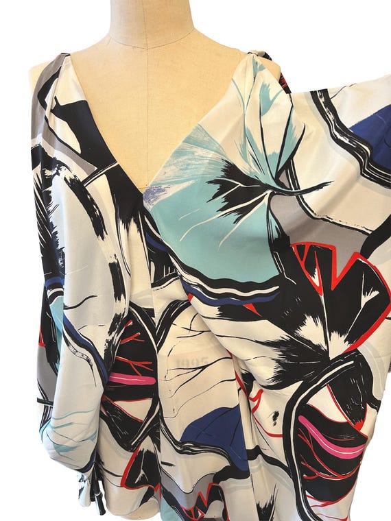 2000s Balenciaga Couture, Silk Ginkgo Print Tunic, Backless Mini Dress View 4