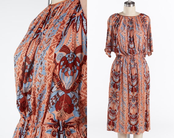 1960/70s La Mendola Italy, Autumnal Paisley Dress,