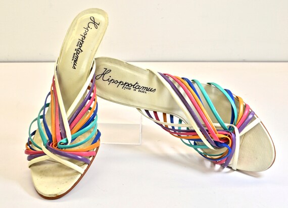 1980s HipOppoTamus Brand, Rainbow Strappy, Wedge M