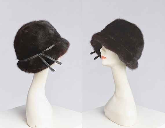 1960s Adolfo II, Black Mink, Fur Fedora, Women's F