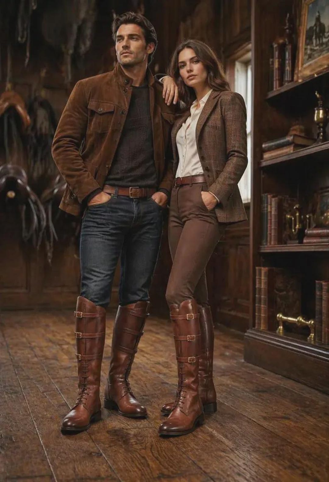Handmade Brown Leather Riding Boots for Men –vintage Tall Equestrian ...