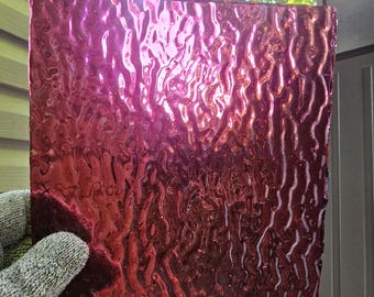 Hot Pink Ripple Wissmach Glass 6x6 Old Stock Stained Glass Sheet Lampmaker Panel Mosaic Supply